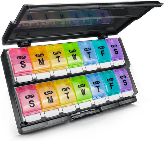 Large Pill Organizer with outer locking travel case