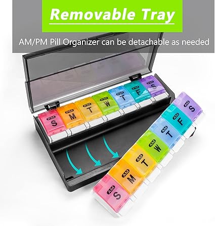 Large Pill Organizer with outer locking travel case